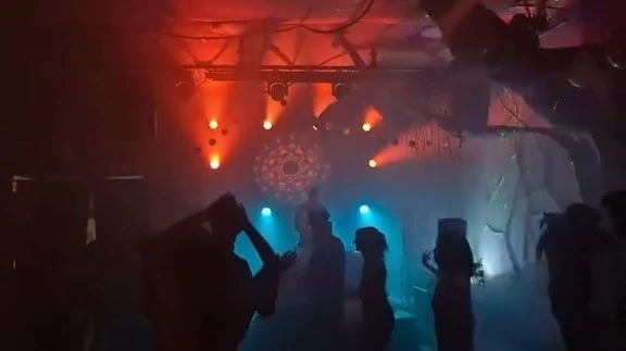 Club dancefloor with colorful lighting